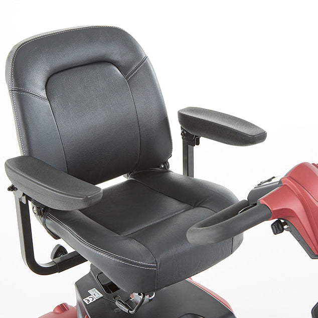 Aura Portable Travel Mobility Scooter with Lithium Battery seat with armrests on a white background