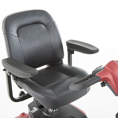 Aura Portable Travel Mobility Scooter with Lithium Battery seat with armrests on a white background