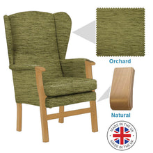 Load image into Gallery viewer, Mobility-World-Ltd-UK-Burton-High-Back-Chair-Mink-Orchard-Fabric-Natural-Wood