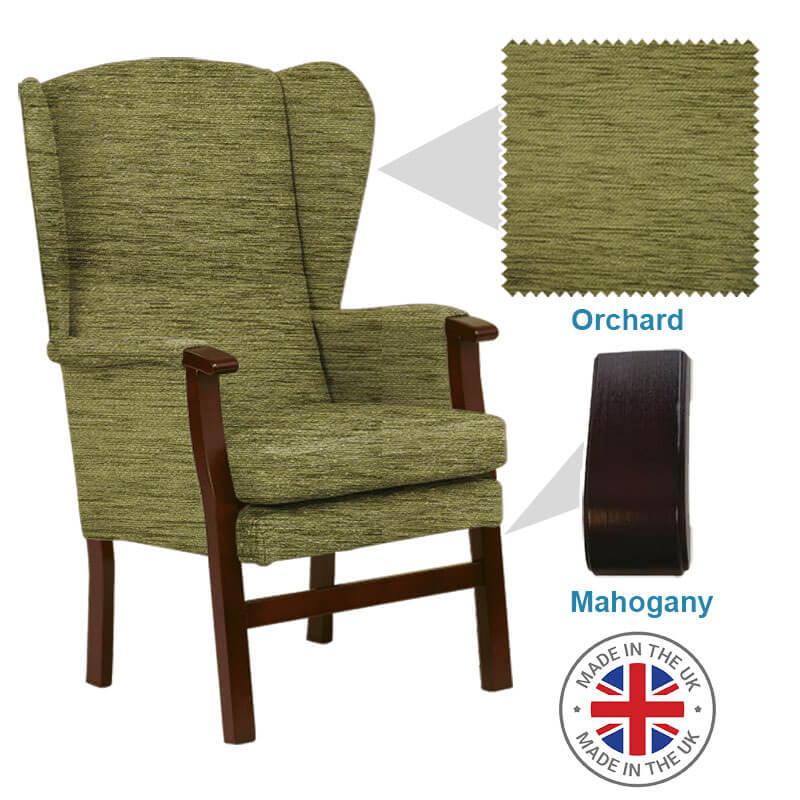 Mobility-World-Ltd-UK-Burton-High-Back-Chair-Orchard-Fabric-Mahogany-Wood