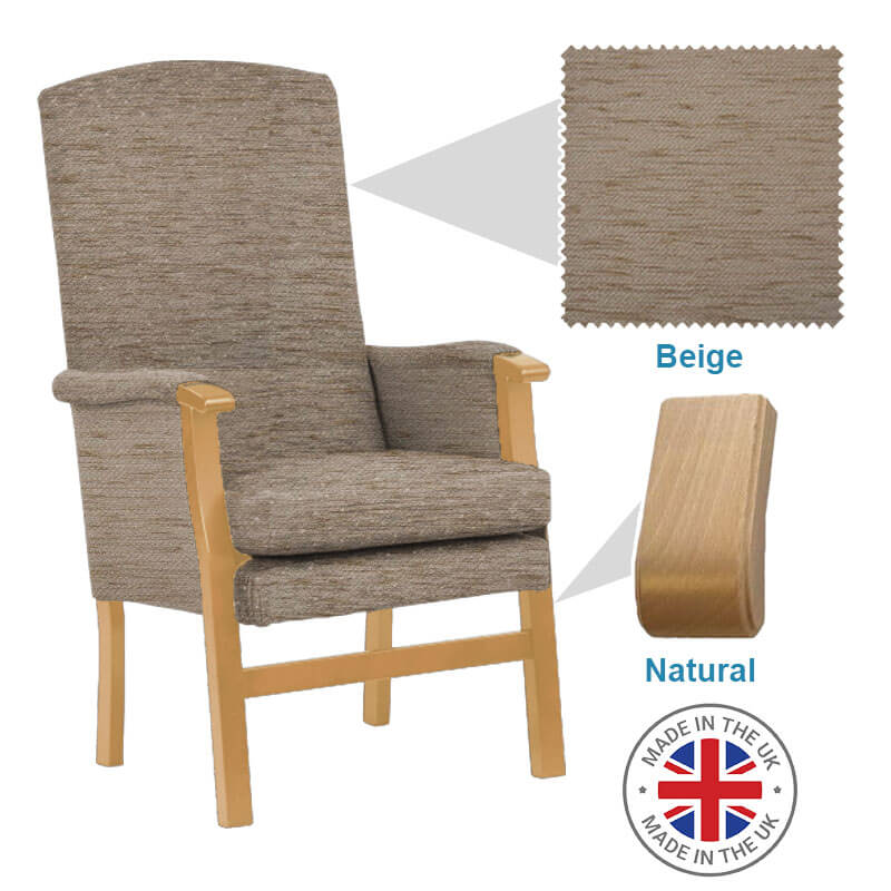 Mobility-World-Ltd-UK-Henley-High-Back-Chair-Beige-Fabric-Wood