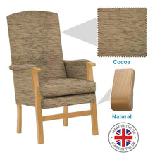 Load image into Gallery viewer, Mobility-World-Ltd-UK-Henley-High-Back-Chair-Cocoa-Fabric-Natural-Wood