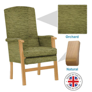Mobility-World-Ltd-UK-Henley-High-Back-Chair-Orchard-Fabric-mahogany-Wood