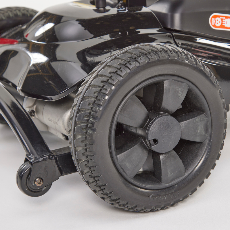 Inspired by our Lithilite and Alumina models, the affordable Airscape Portable Travel Scooter with Lithium Battery is perfect for new mobility users.  Lightweight and budget-friendly, it disassembles easily, with the heaviest part at 33 lbs. The 4.5 lb Lithium-ion battery supports up to 21 stone for 10 miles per charge.  Features include simple controls, a swivel seat, and flip-up armrests. Available in Black, the Airscape is a compact and valuable mobility solution.