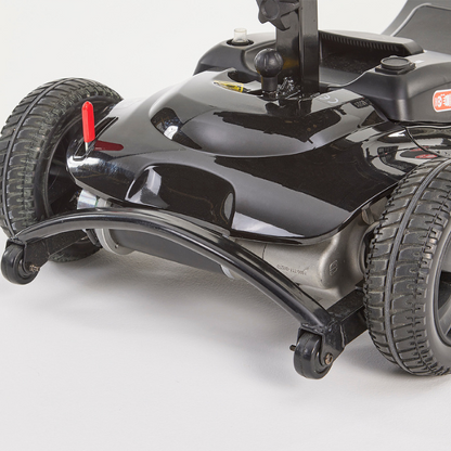 Inspired by our Lithilite and Alumina models, the affordable Airscape Portable Travel Scooter with Lithium Battery is perfect for new mobility users.  Lightweight and budget-friendly, it disassembles easily, with the heaviest part at 33 lbs. The 4.5 lb Lithium-ion battery supports up to 21 stone for 10 miles per charge.  Features include simple controls, a swivel seat, and flip-up armrests. Available in Black, the Airscape is a compact and valuable mobility solution.