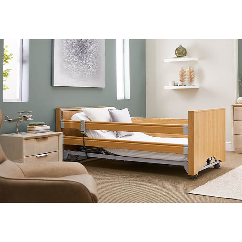 The Opera Basic 3ft Low Classic Profiling Bed With Cot Sides is perfect for those who need a little bit of extra help when it comes to getting in and out of bed. The bed can be lowered to just 22cm from the floor, greatly reducing the risk of impact injury from falls.
