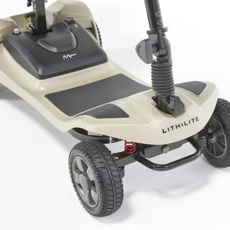 The Lithilite Air is a portable travel mobility scooter with advanced lithium battery technology and a durable steel frame. It supports a maximum user weight of 23.5 stone and offers a 10Ah battery for up to 10 miles on a single charge. With a top speed of 4 mph, it provides comfort and dependability for extended travel.