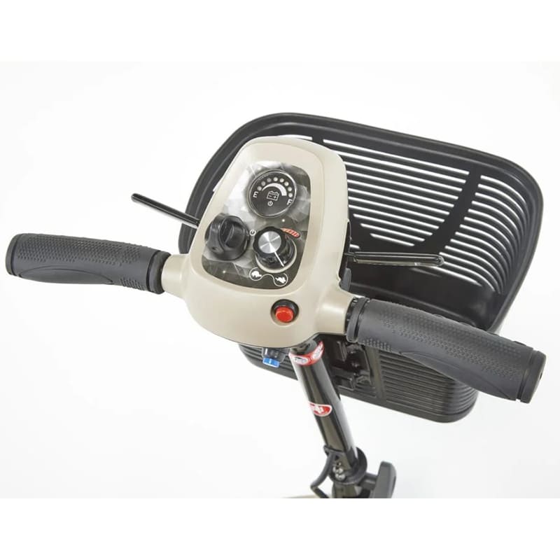 The Lithilite Air is a portable travel mobility scooter with advanced lithium battery technology and a durable steel frame. It supports a maximum user weight of 23.5 stone and offers a 10Ah battery for up to 10 miles on a single charge. With a top speed of 4 mph, it provides comfort and dependability for extended travel.