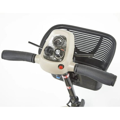 The Lithilite Air is a portable travel mobility scooter with advanced lithium battery technology and a durable steel frame. It supports a maximum user weight of 23.5 stone and offers a 10Ah battery for up to 10 miles on a single charge. With a top speed of 4 mph, it provides comfort and dependability for extended travel.