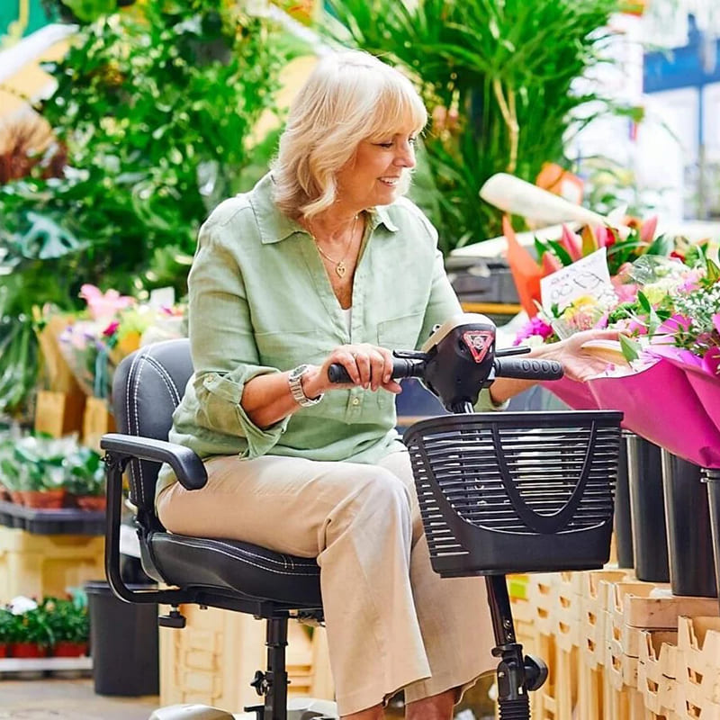 The Lithilite Air is a portable travel mobility scooter with advanced lithium battery technology and a durable steel frame. It supports a maximum user weight of 23.5 stone and offers a 10Ah battery for up to 10 miles on a single charge. With a top speed of 4 mph, it provides comfort and dependability for extended travel.