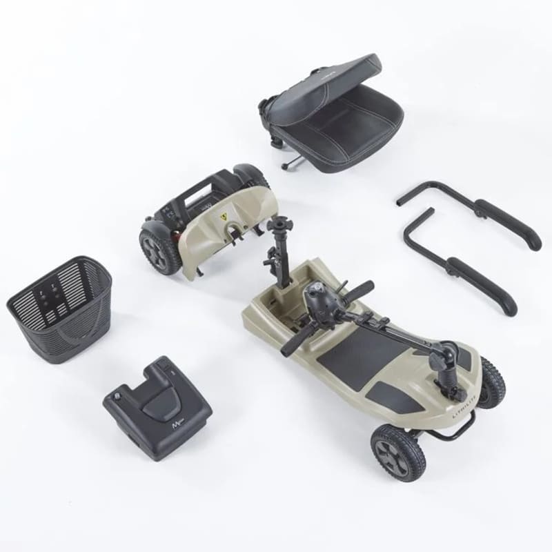 The Lithilite Air is a portable travel mobility scooter with advanced lithium battery technology and a durable steel frame. It supports a maximum user weight of 23.5 stone and offers a 10Ah battery for up to 10 miles on a single charge. With a top speed of 4 mph, it provides comfort and dependability for extended travel.