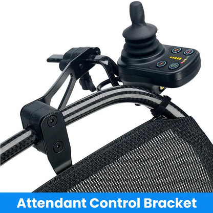 Quickie Q50 R Carbon Folding Powerchair Attendant control bracket with joystick and buttons