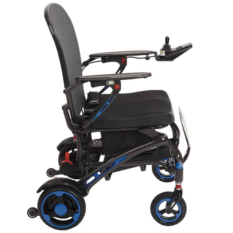 Rascal C60 Carbon Folding Powerchair Side On Left Footrest Up
