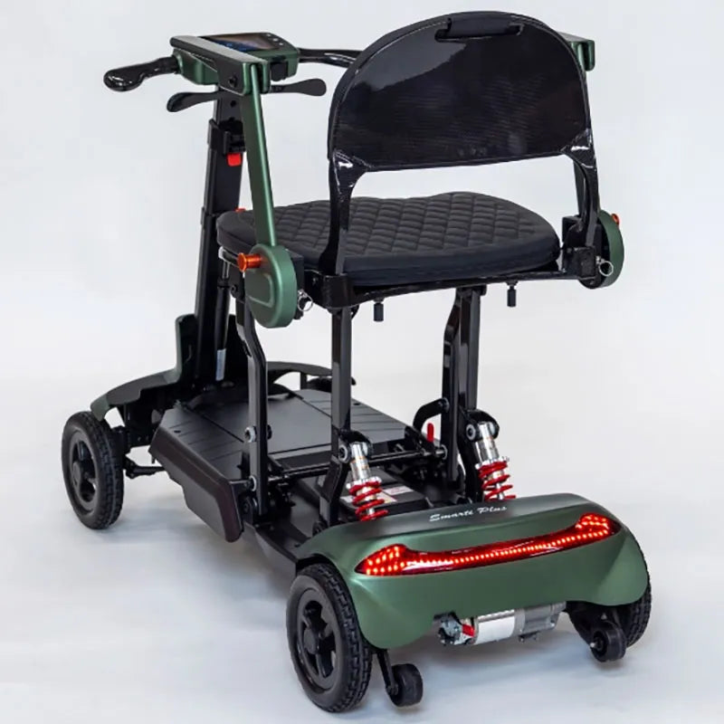 Green Smarti Plus Lightweight Auto-Folding Mobility Scooter on a white background