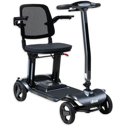 AeroMg Lightweight Folding Mobility Scooter Mercury with a seat on a white background