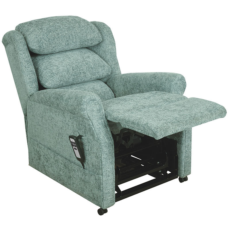 Mobility World Ltd UK - Ambassador Cosi Chair Waterfall Dual Motor Riser Recliner Chair Duck Egg Semi Recline