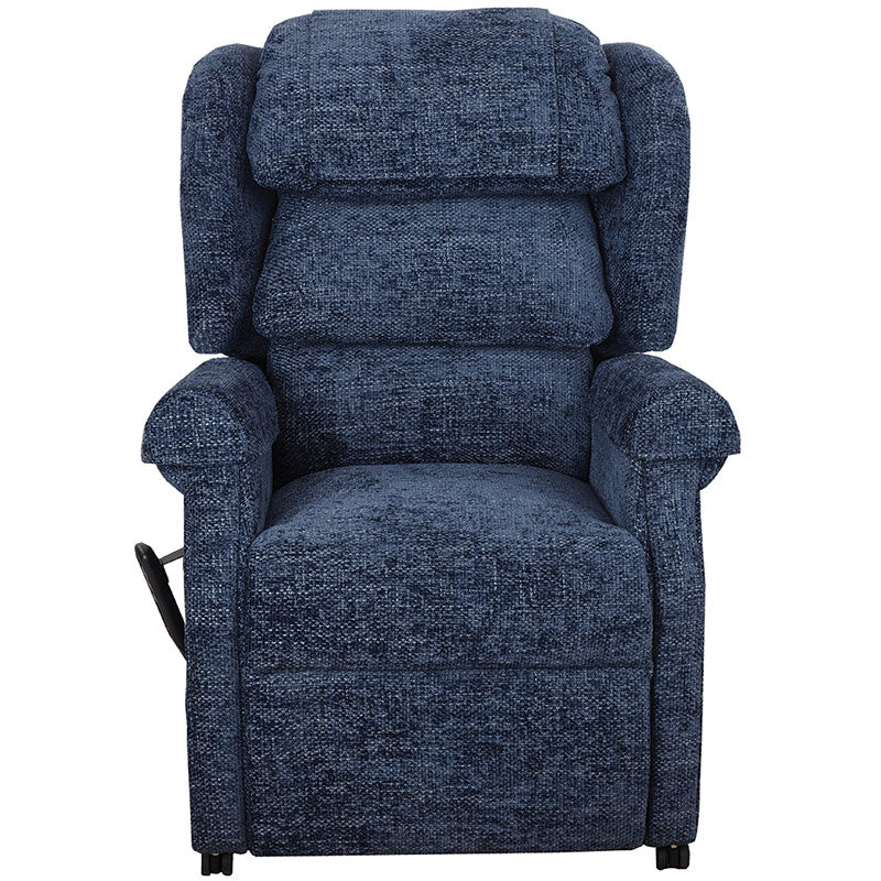Mobility World Ltd UK - Ambassador Cosi Chair Waterfall Dual Motor Riser Recliner Marine Front on Antimacassar