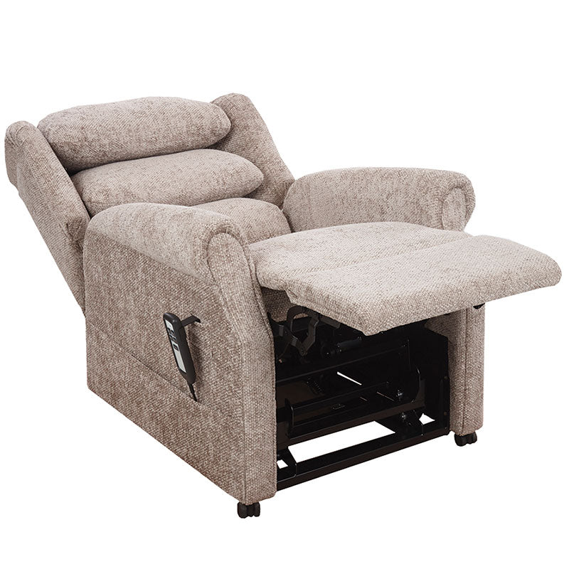 Mobility World Ltd UK - Ambassador Cosi Chair Waterfall Dual Motor Riser Recliner Stone Full Recline