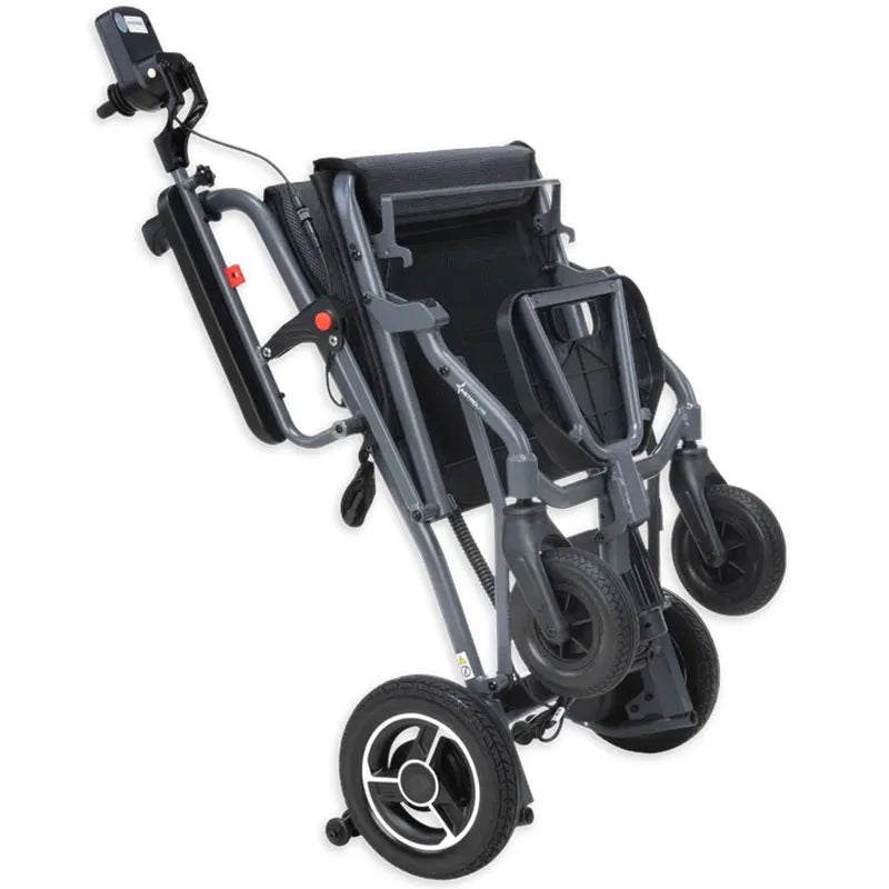 Astrolite Lightweight Folding Powerchair  Folded on a white background