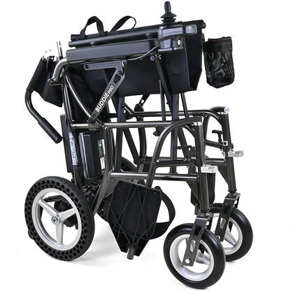 Buddy Pro Folding Powerchair Wheelchair  folded on a white background