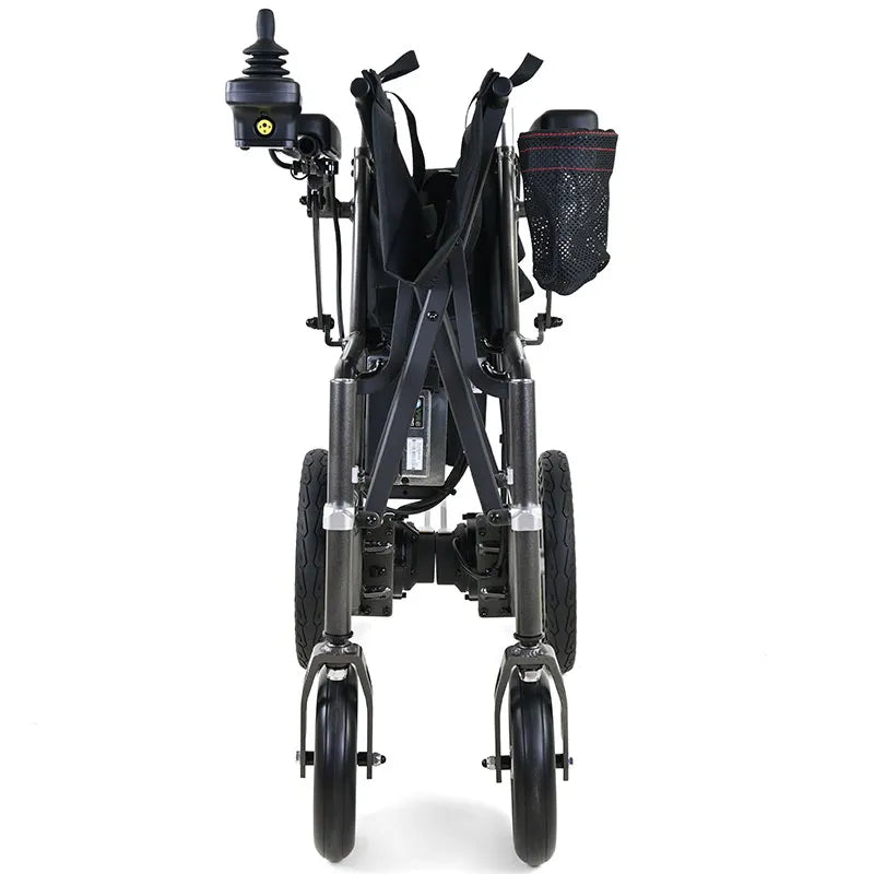 Buddy Pro Folding Powerchair Wheelchair folded front on a white background