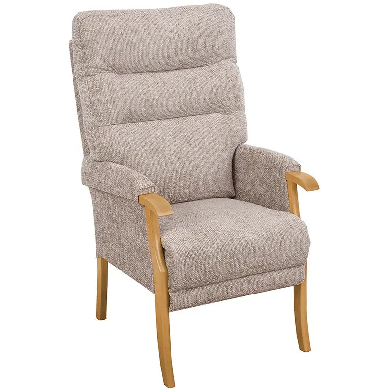 Orwell High Back Chair  Mobility World UK  High Seat Orthopaedic Chair Stone / Light Oak