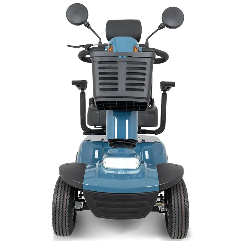 Blue Savvy 4 Mobility Scooter Captain Seat front view 
on a white background