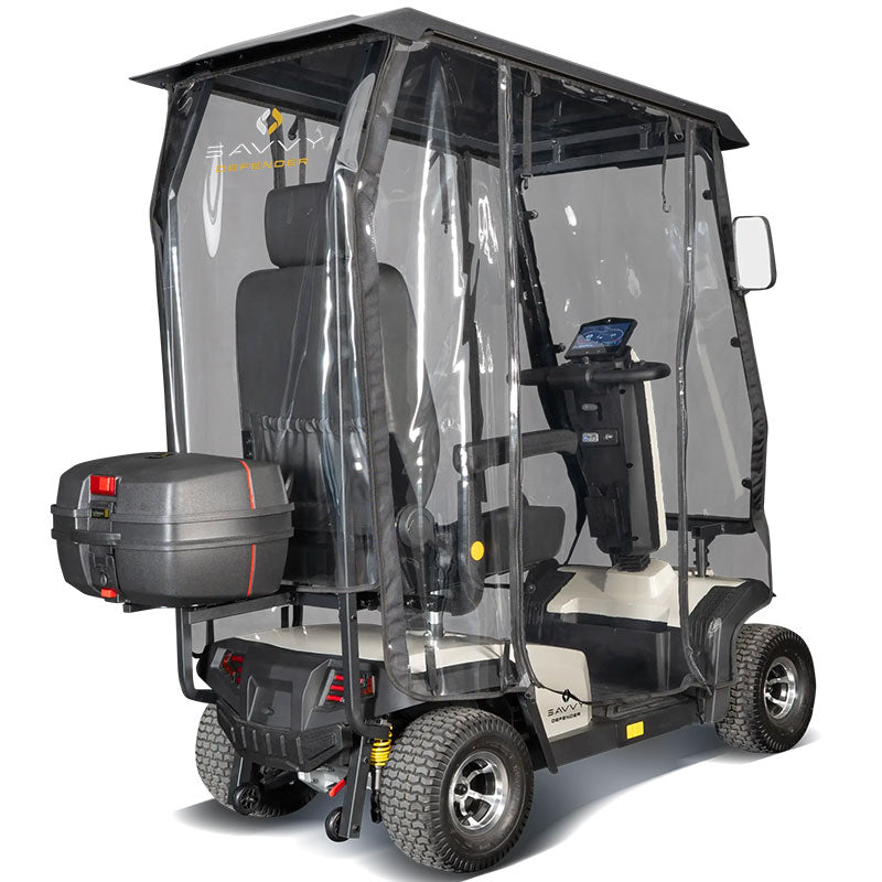 Mobility World Ltd UK: Savvy Defender Mobility Scooter With Hard Top Canopy Rear Side View
