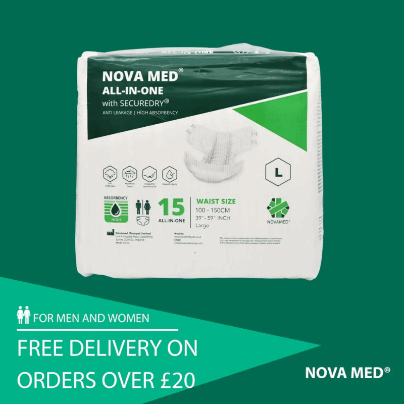 Novamed All In Ones Incontinence Pads, Incontinence Slips, Adult Nappies (15 Per Bag)
