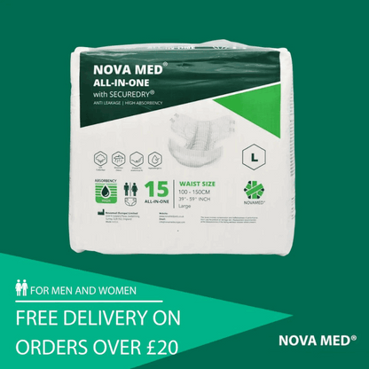Novamed All In Ones Incontinence Pads, Incontinence Slips, Adult Nappies (15 Per Bag)