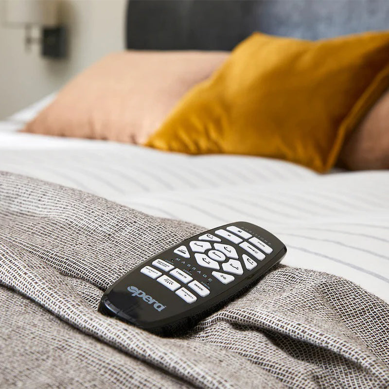 The Edel sports a matching detailed head and foot board giving it a grand, plush appearance. Comes as standard with back/leg adjustment, wireless control and zero gravity mode.
