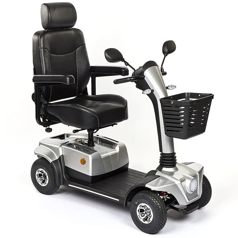 The eMove 8 Mobility Scooter is a stylish, road-legal scooter designed for smooth, hassle-free mobility. It can be easily disassembled into lightweight sections, supports up to 23.5 stone, and offers dependable strength and stability. With a 340W motor and 38Ah SLA batteries, it offers a range of up to 23.5 miles on a full charge.