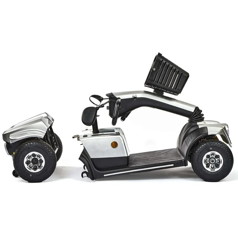 The eMove 8 Mobility Scooter is a stylish, road-legal scooter designed for smooth, hassle-free mobility. It can be easily disassembled into lightweight sections, supports up to 23.5 stone, and offers dependable strength and stability. With a 340W motor and 38Ah SLA batteries, it offers a range of up to 23.5 miles on a full charge.