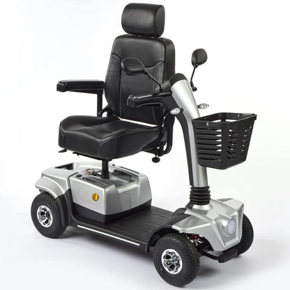 The eMove 8 Mobility Scooter is a stylish, road-legal scooter designed for smooth, hassle-free mobility. It can be easily disassembled into lightweight sections, supports up to 23.5 stone, and offers dependable strength and stability. With a 340W motor and 38Ah SLA batteries, it offers a range of up to 23.5 miles on a full charge.