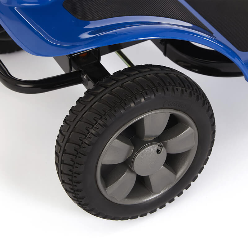 The eTravel Portable Mobility Scooter is lightweight, compact, and perfect for travel. It features a quick-release T-bar and easy disassembly for effortless transport and storage. Enjoy comfort with soft handgrips, a dual-rotating padded seat, and a large storage basket. With excellent traction, stability, and a user weight capacity of up to 21 stone, this scooter is reliable and affordable.
