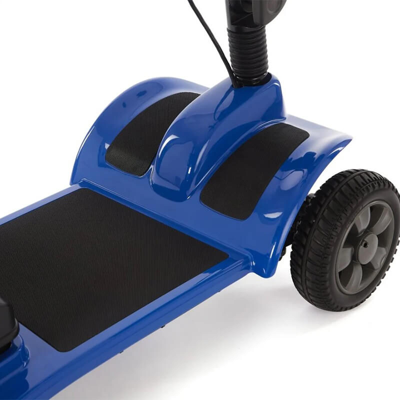 The eTravel Portable Mobility Scooter is lightweight, compact, and perfect for travel. It features a quick-release T-bar and easy disassembly for effortless transport and storage. Enjoy comfort with soft handgrips, a dual-rotating padded seat, and a large storage basket. With excellent traction, stability, and a user weight capacity of up to 21 stone, this scooter is reliable and affordable.