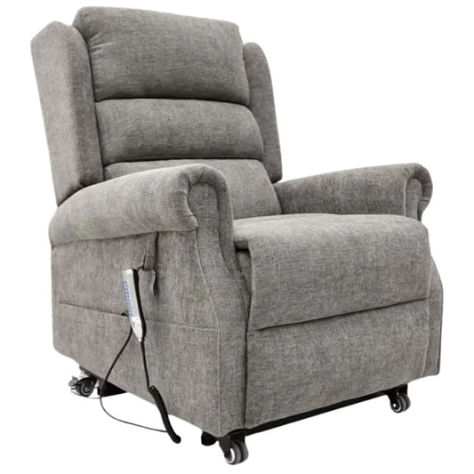 The Vermont Royale Back Five Motor Riser Recliner Chair has five independent motors for individualised comfort and excellent support. Better posture, circulation, and pressure alleviation are encouraged by its zero gravity feature and tilt-form technology. Its cascading backrest, memory foam, and high-density foam design provide enduring comfort. With an optional heat and massage upgrade, the device is easy to use and comes with free antimacassars and arm covers. holds up to twenty-eight stones._img