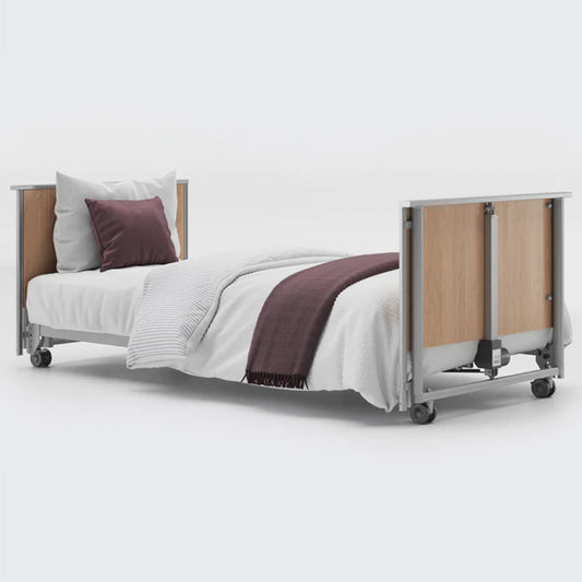 The Opera Basic 3ft Low Classic Profiling Bed is perfect for those who need a little bit of extra help when it comes to getting in and out of bed. The bed can be lowered to just 22cm from the floor, greatly reducing the risk of impact injury from falls. When coupled with floor safety mats, the risk of injury is removed almost entirely. This low height also makes it easier to swing legs onto the bed._img