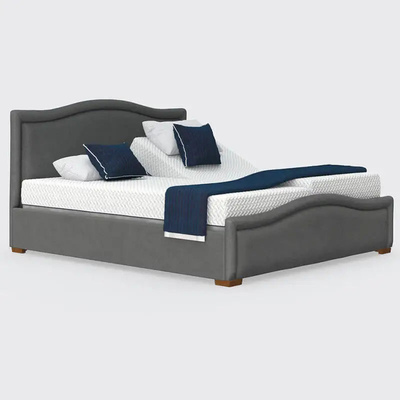  The Edel Dual is a British-made, adjustable bed with a split mattress platform for independent control. It features detailed head and footboards, smart backlit handsets, and an ergonomic design with soft-touch buttons.  Available in King Dual (150cm/5ft) and Super King Dual (180cm/6ft) with various fabrics. It includes NASA's Zero-Gravity feature for pressure-free comfort and Anti-Snore Technology for a peaceful sleep.