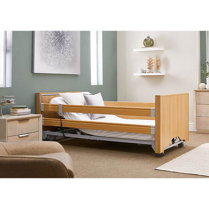 The Opera Enclosed 3ft Low Classic Profiling Bed With Cot Sides is perfect for those who need a little bit of extra help when it comes to getting in and out of bed. The bed can be lowered to just 22cm from the floor, greatly reducing the risk of impact injury from falls.