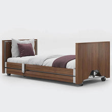 Load image into Gallery viewer, The Opera Enclosed 3ft Low Classic Profiling Bed With Cot Sides is perfect for those who need a little bit of extra help when it comes to getting in and out of bed. The bed can be lowered to just 22cm from the floor, greatly reducing the risk of impact injury from falls.