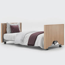 Load image into Gallery viewer, The Opera Enclosed 3ft Low Classic Profiling Bed is perfect for those who need a little bit of extra help when it comes to getting in and out of bed. The bed can be lowered to just 22cm from the floor, greatly reducing the risk of impact injury from falls.