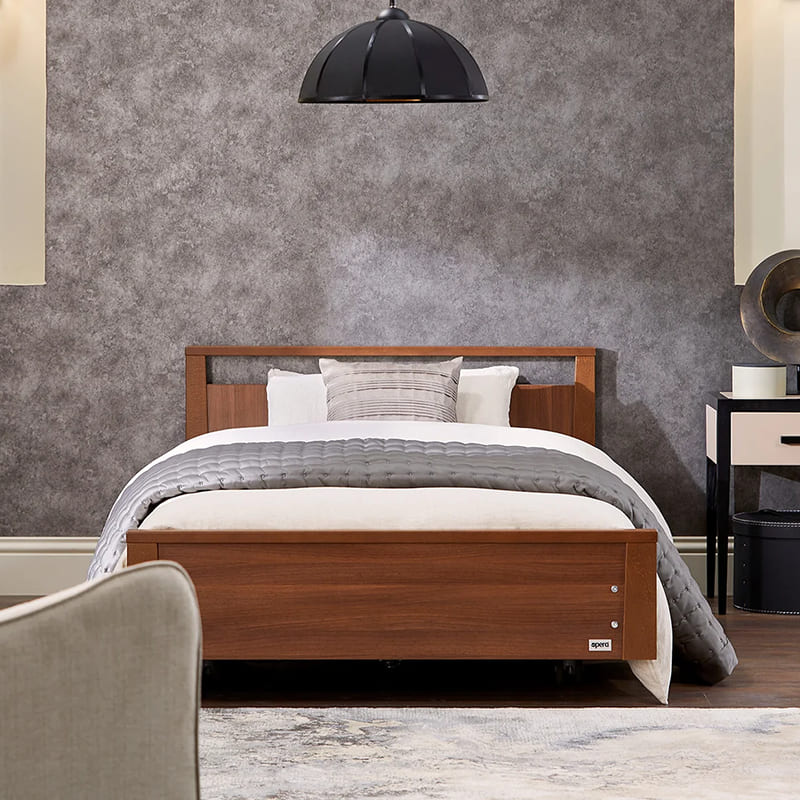 Introducing the Opera Signature Low Footboard Bed perfect for those who appreciate minimalist style and unrestricted access at the foot-end of the bed. This versatile bed features a height range that can be raised up to a carer's waist level or lowered close to the floor, making it easy to get in and out of bed. Plus, its stylish low footboard provides a modern look for your bedroom.