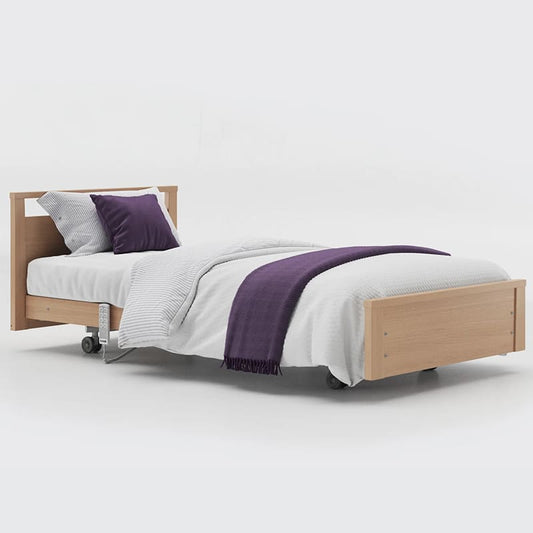 Introducing the Opera Signature Low Footboard Bed perfect for those who appreciate minimalist style and unrestricted access at the foot-end of the bed. This versatile bed features a height range that can be raised up to a carer's waist level or lowered close to the floor, making it easy to get in and out of bed. Plus, its stylish low footboard provides a modern look for your bedroom._img