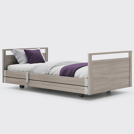 The Opera® Signature bed is height adjustable, making it suitable for both nursing care and ease of access. The bed's extensive height range allows it to be lowered close to the floor and raised up to a carer's waist level to make it easier to provide care._img