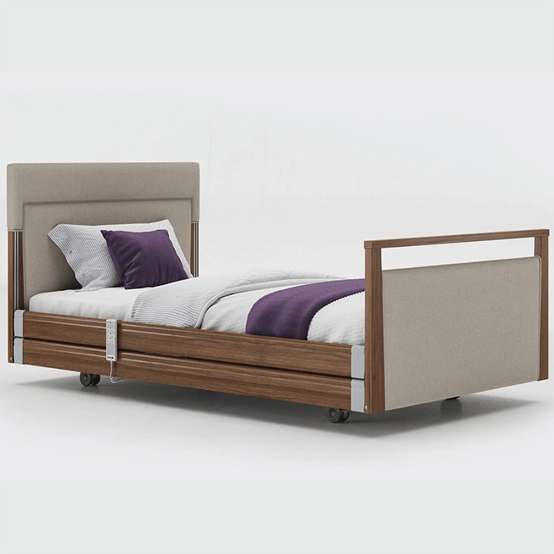 mobility_world_ltd_uk_opera_signature_upholstered_profiling_bed_3ft6_with_rails_walnut_fabric_linen
