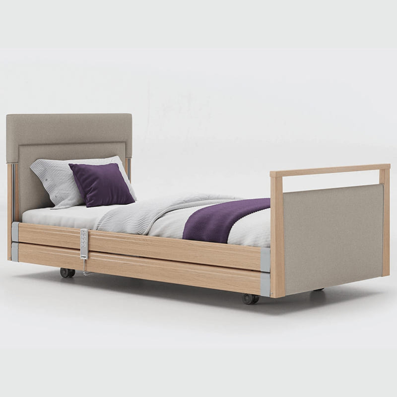 mobility_world_ltd_uk_opera_signature_upholstered_profiling_bed_3ft_with_rails_oak_fabric_linen