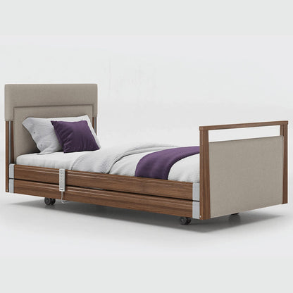 mobility_world_ltd_uk_opera_signature_upholstered_profiling_bed_3ft_with_rails_walnut_fabric_linen