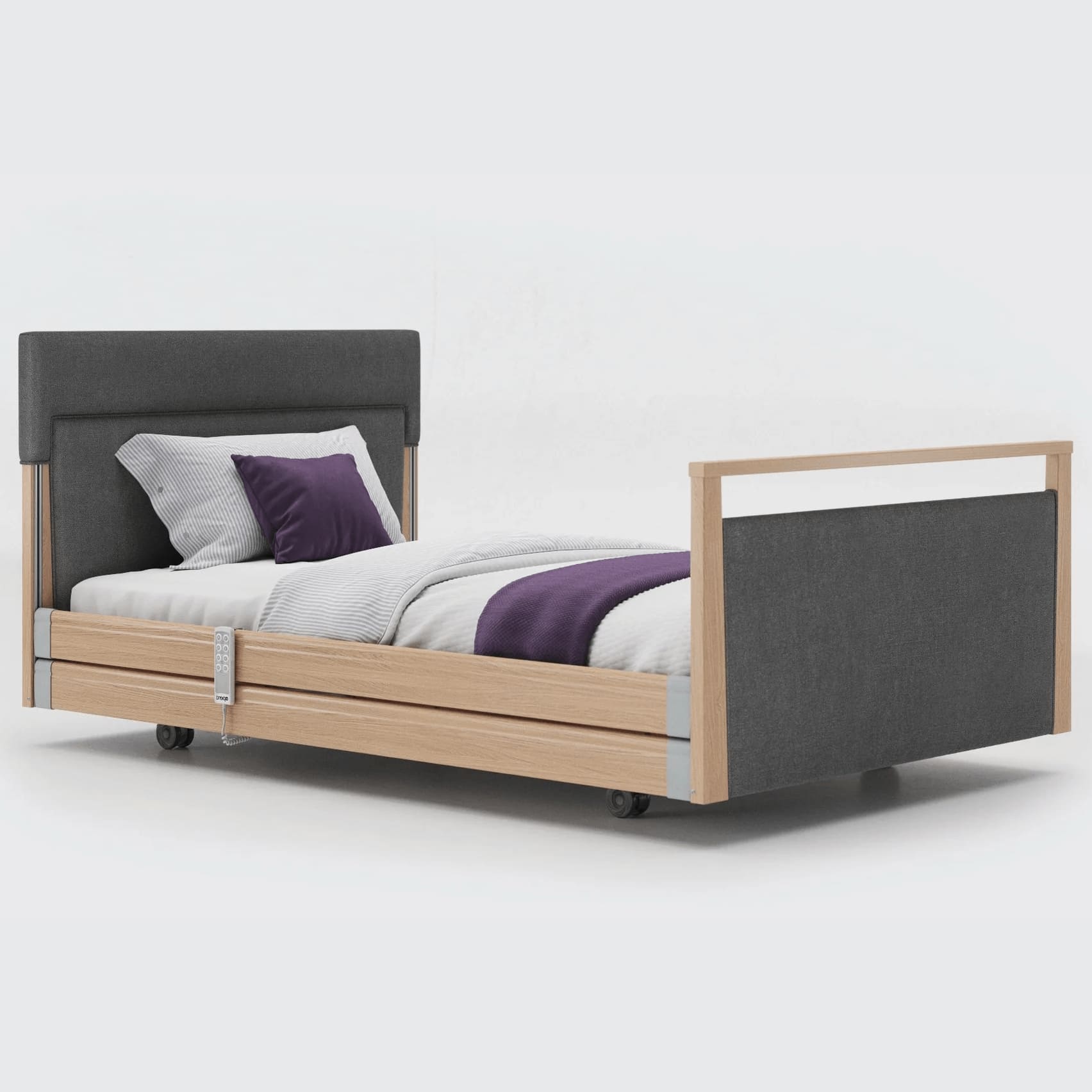 mobility_world_ltd_uk_opera_signature_upholstered_profiling_bed_4ft_with_rails_oak_fabric_antracite