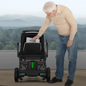The Robooter E40 is a sleek, foldable indoor electric wheelchair that flawlessly blends performance, portability, and style. It is designed for easy daily usage, with ample leg space and a compact turning radius, and is powered by a powerful 20AH lithium-ion battery that can travel 14.3 miles on a single charge. Its lightweight design allows for easy manoeuvrability on a variety of floor surfaces, making it suitable for transportation in cars, airlines, and more.